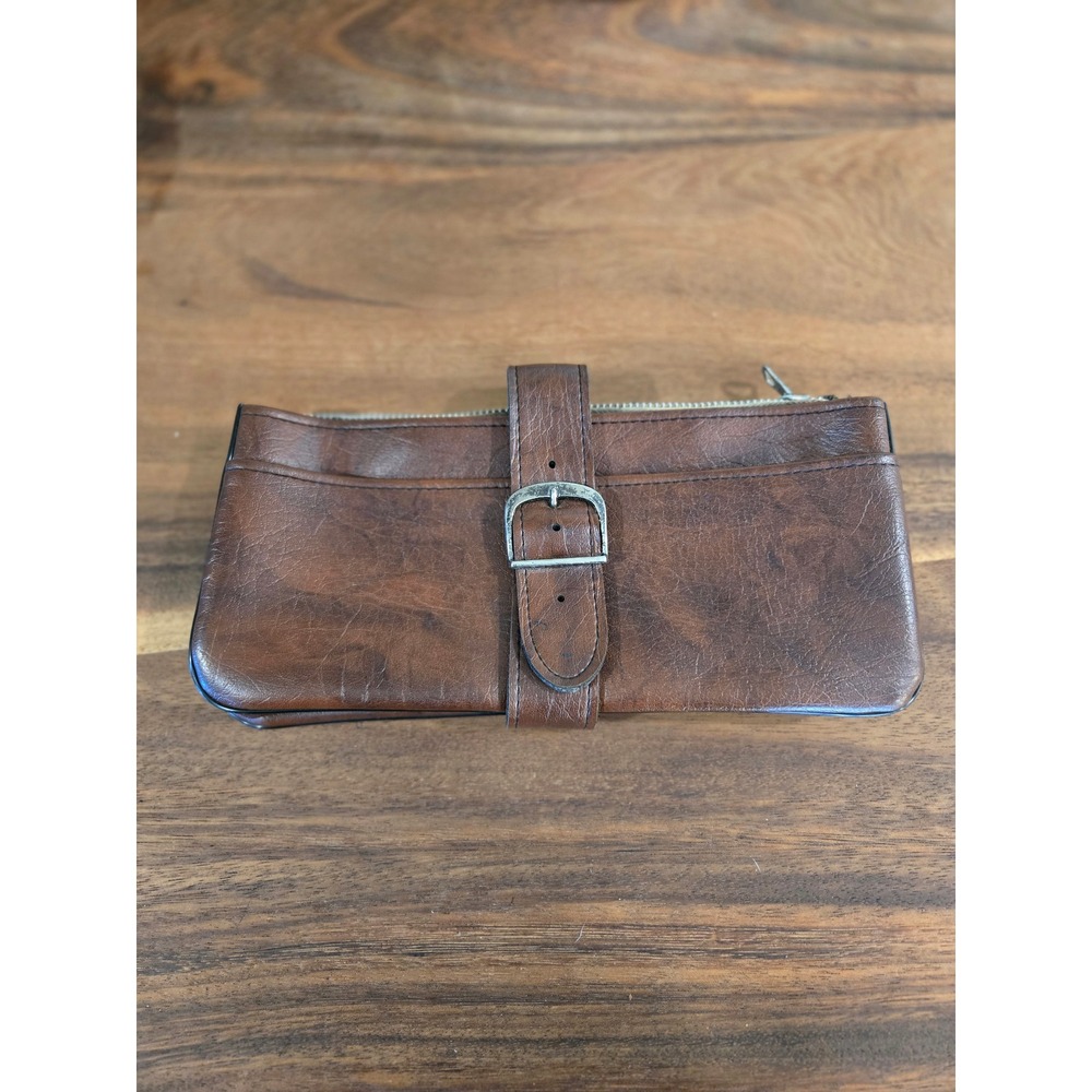 Rolfs Vintage Brown Faux Leather Buckle Strap Clutch Wallet Organizer